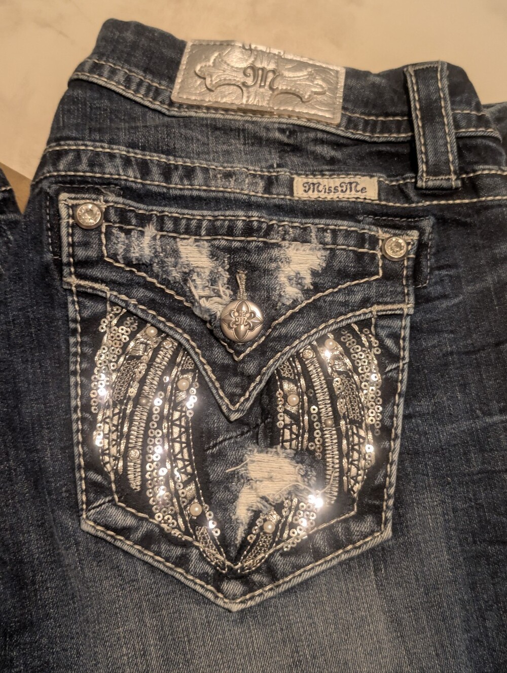 Vintage Miss Me Bootcut Mid Rise Stretch Jeans 32 - Picture 2 of 5